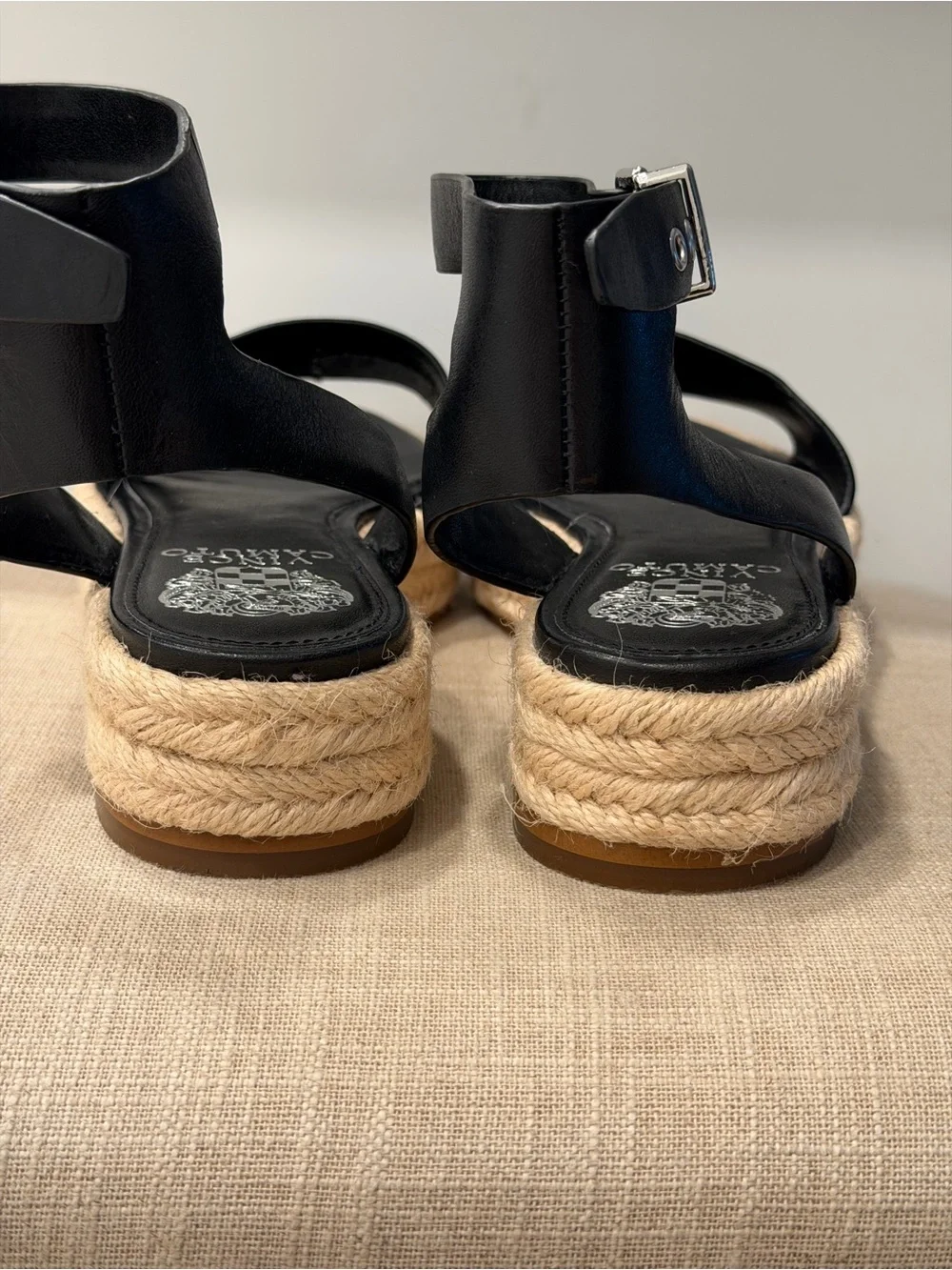 Vince Camuto Black Espadrille Platform Ankle Strap Sandals Size 7M